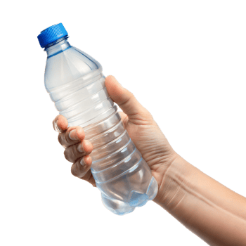 A hand gripping a sealed water bottle, ready for hydration png