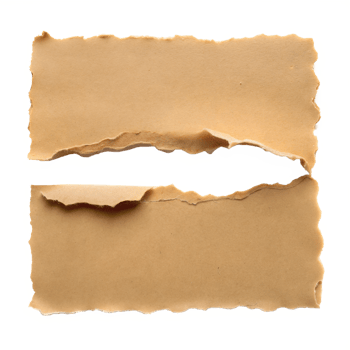 Two strips of torn brown paper on a transparent png
