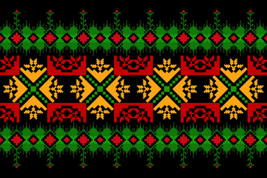 Pixel pattern ethnic oriental traditional design fabric pattern textile vector