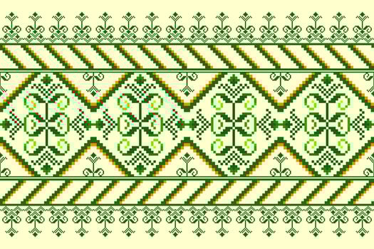 Pixel pattern ethnic oriental traditional design fabric pattern textile vector