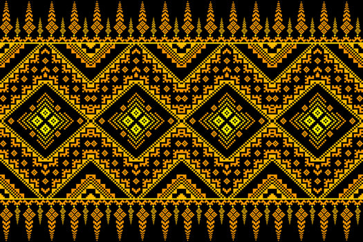 Pixel pattern ethnic oriental traditional design fabric pattern textile vector