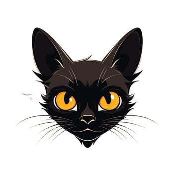 Shadowy Silhouette Minimalist Head Black Cat Illustration.eps vector