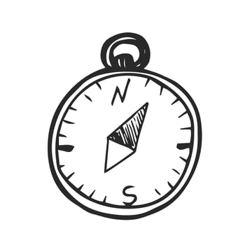 Doodle style compass illustration in format sketch vector