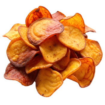 A pile of crispy vegetable chips with various vibrant hues png