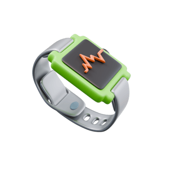 3d render illustration of green smartwatch with screen cardiogram line. healthy life, sports activities concept. trendy cartoon style 3D illustration png