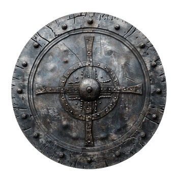 Viking round shield isolated on transparent background png