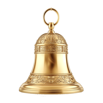 Golden Christmas bell isolated on transparent background png
