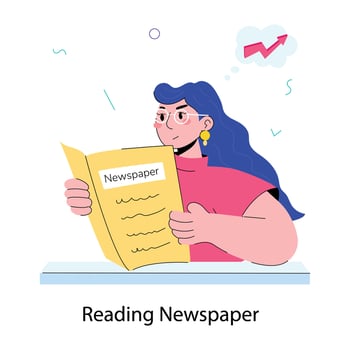 Trendy Reading Newspaper vector