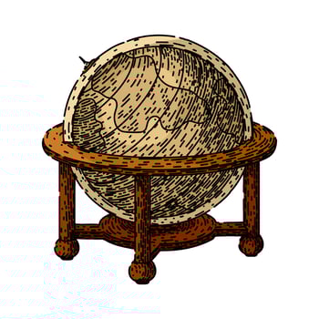 globe summer travel vintage sketch hand drawn vector