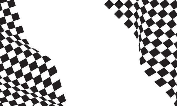 Checkered flag wave flying on white blank space design sport race championship business success background vector