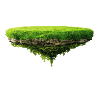 Fantasy floating island with natural grass field on the rock surreal float landscape with paradise . png