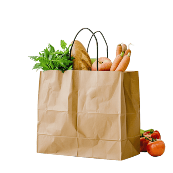 vegetables in a brown paper bag isolated on transparent background png