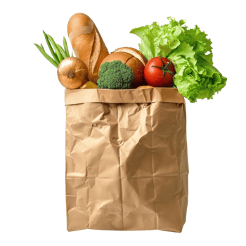 vegetables in a brown paper bag isolated on transparent background png