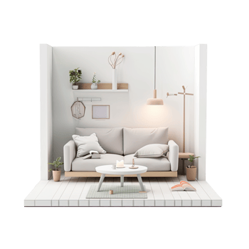 3d small living room without background png