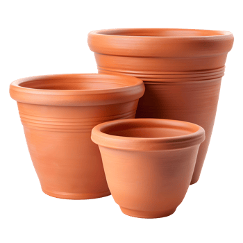 Classic Terracotta Planters Set on Transparent Background png