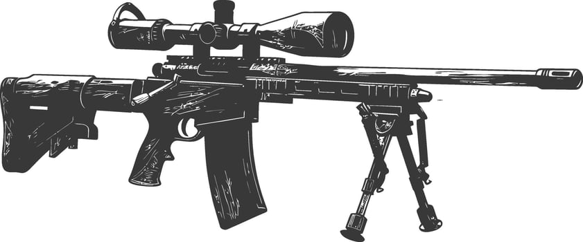 Silhouette Sniper rifle gun military weapon black color only vector