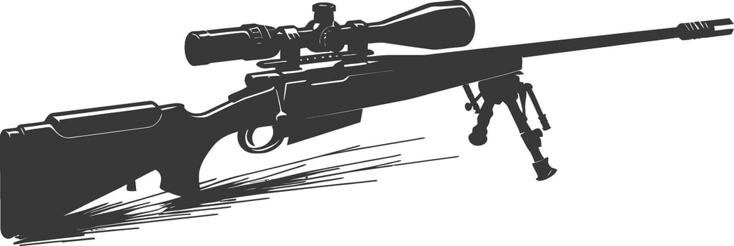 Silhouette Sniper rifle gun military weapon black color only vector