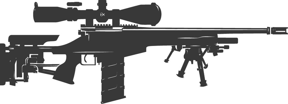 Silhouette Sniper rifle gun military weapon black color only vector