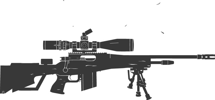 Silhouette Sniper rifle gun military weapon black color only vector