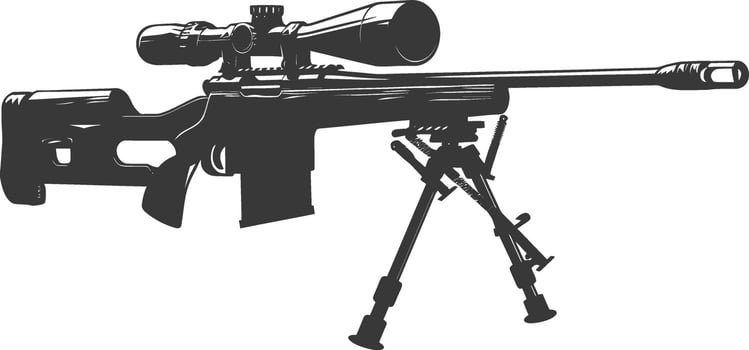 Silhouette Sniper rifle gun military weapon black color only vector