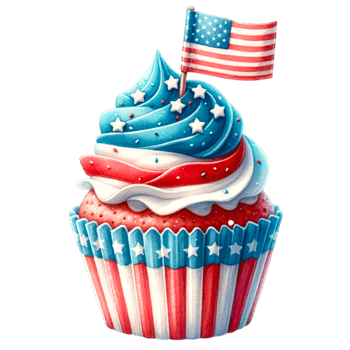 Cupcake Watercolor For 4th of July Clipart Perfect for digital invitations, patriotic party decor, or creating unique png