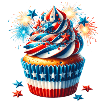 Cupcake Watercolor For 4th of July Clipart Perfect for digital invitations, patriotic party decor, or creating unique png