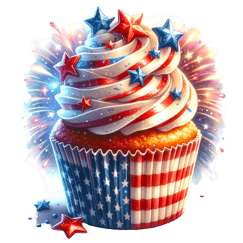 Cupcake Watercolor For 4th of July Clipart Perfect for digital invitations, patriotic party decor, or creating unique png