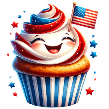 Cupcake Watercolor For 4th of July Clipart Perfect for digital invitations, patriotic party decor, or creating unique png