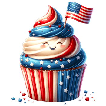 Cupcake Watercolor For 4th of July Clipart Perfect for digital invitations, patriotic party decor, or creating unique png