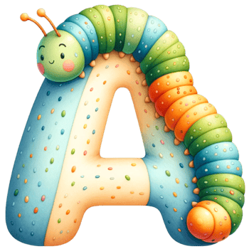 Cute Alphabet Hungry Caterpillar Watercolor Clipart Our Adorable Caterpillar Design, Making Learning Fun And Engaging For Little Ones. png