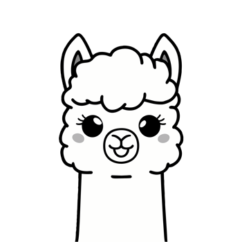 graphics of a adorable white llama png