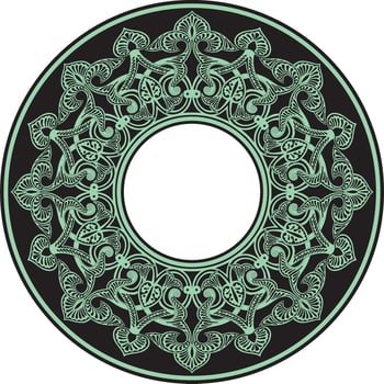 green round oriental ornament. Arabic patterned circle of Iran, Iraq, Turkey, Syria. Persian frame, border vector