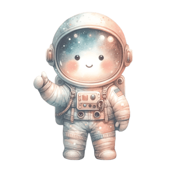 adorable Watercolor Astronaut Clipart Perfect for crafting whimsical nursery decor, birthday invitations, or your very own space-themed projects png