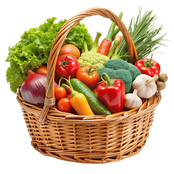 A Basket Brimming With Vegetables png