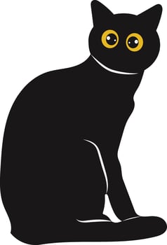 International Cat Day Silhouette with Yellow Eyes. Isolated Cartoon Illustration vector