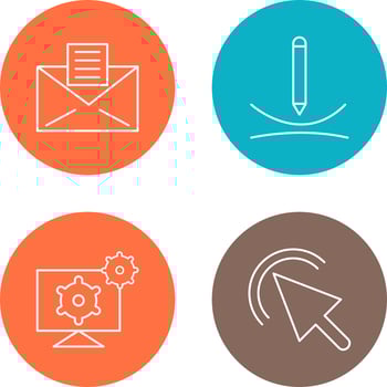 email documents and draw curve Icon vector