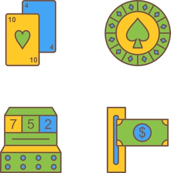 playing cards and spade chips Icon vector