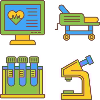 Cardiogram and Hospital Bed Icon vector
