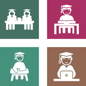 Combined Study and Studying on Desk Icon vector