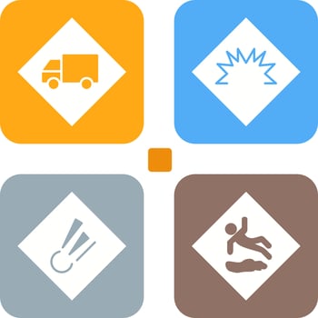 dangerous vehicle and danger of welding Icon vector