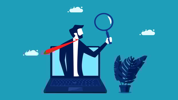 businessman searching for information on the internet vector