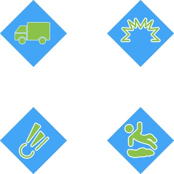dangerous vehicle and danger of welding Icon vector