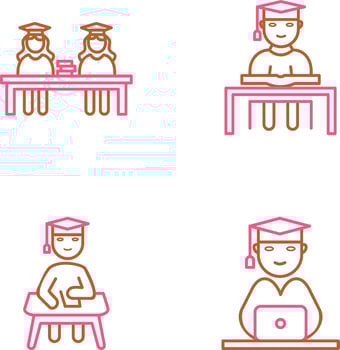 Combined Study and Studying on Desk Icon vector