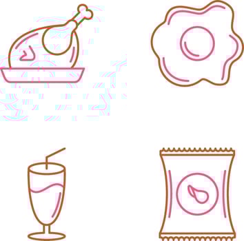 Chicken leg and Fried egg Icon vector