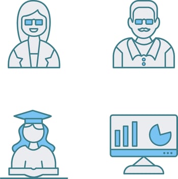 Female Professor and Male Professor Icon vector