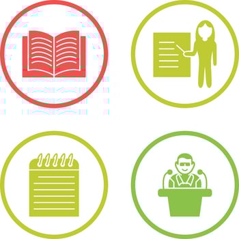 Textbook and Female Presenter Icon vector
