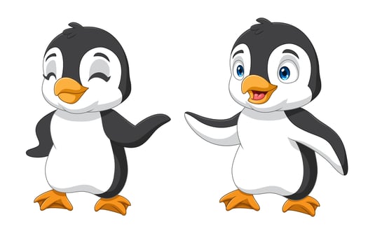Cartoon cute penguin isolated on white background vector