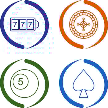 slot machine with sevens and roulette Icon vector