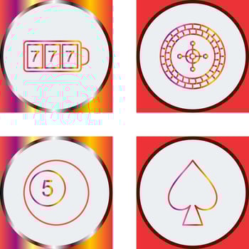 slot machine with sevens and roulette Icon vector
