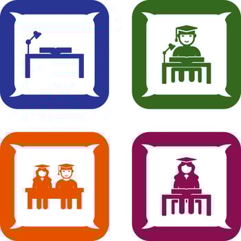 study desk and studying on desk Icon vector